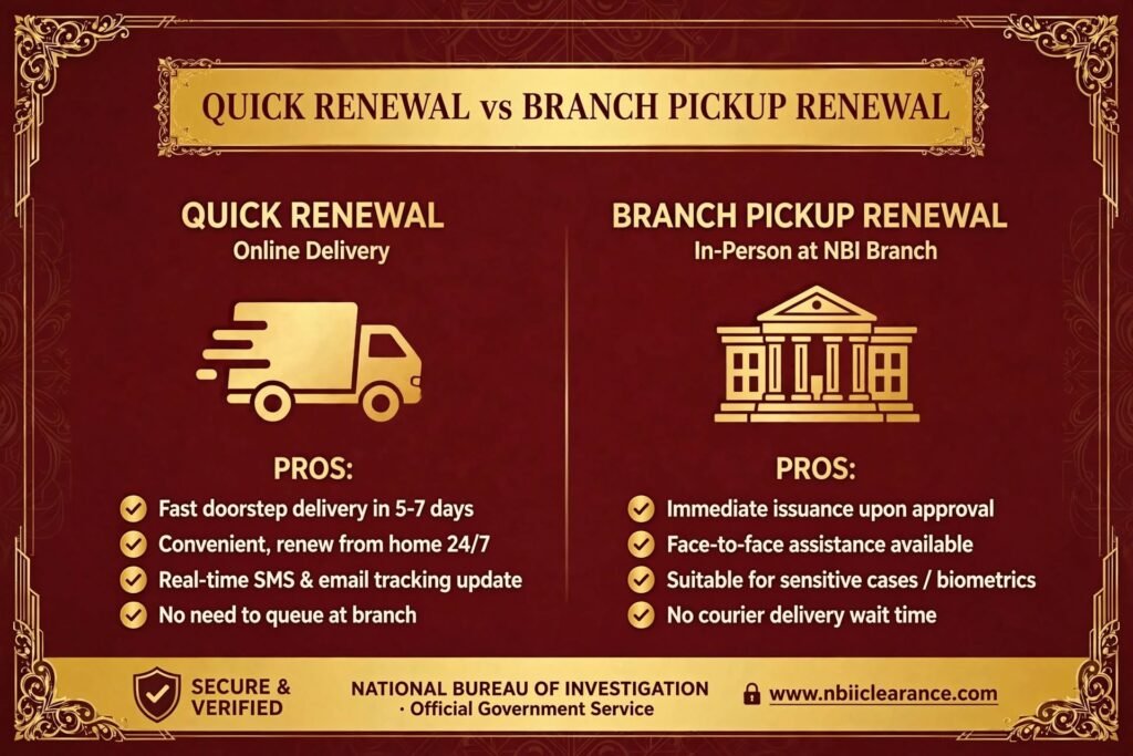 Quick Renewal vs Branch Pickup Renewal