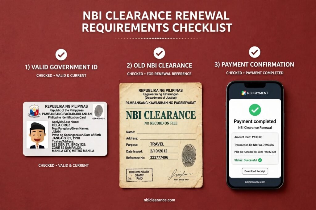 NBI clearance renewal requirements checklist"