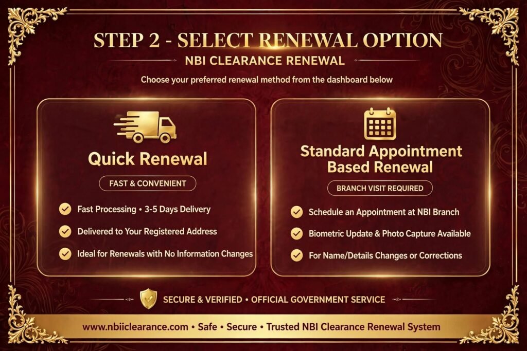 Select the NBI Clearance Renewal Option